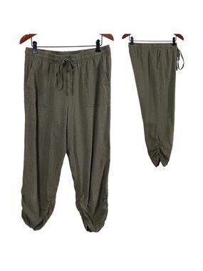 JL Linen-blend Ruched-cropped Joggers